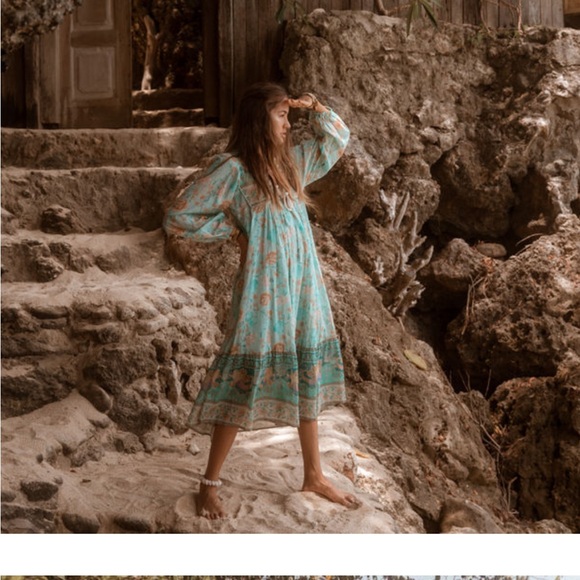 Spell & the Gypsy | Seashell boho midi dress in seafoam - Picture 8 of 16